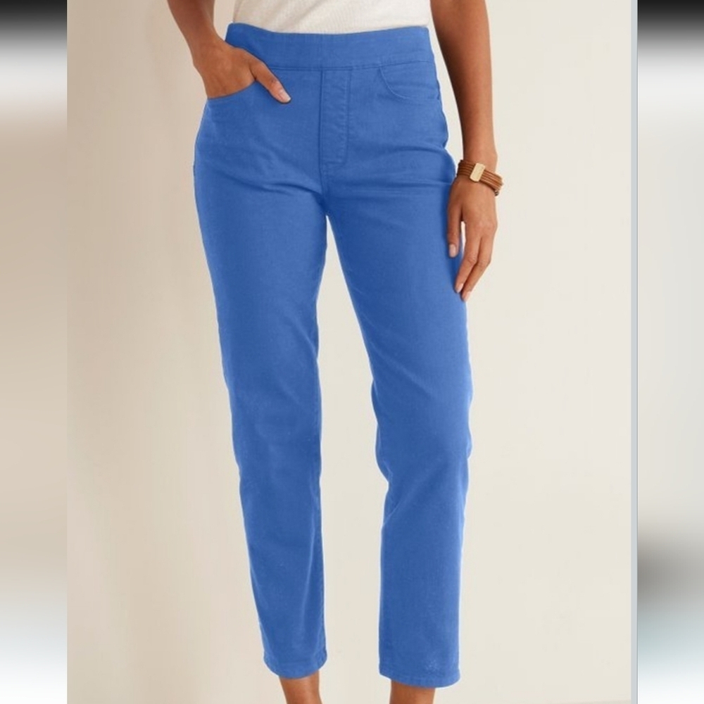 Soft Surroundings The Ultimate Denim‎ Pull On Crop Pant in Blue